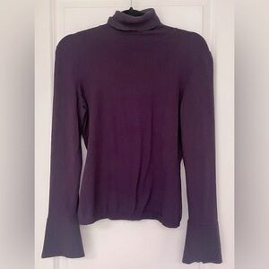 Etcetera Womens Size M Purple Plum Turtleneck Sweater Bell Sleeve Fall Winter